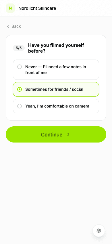 Question: experience on camera