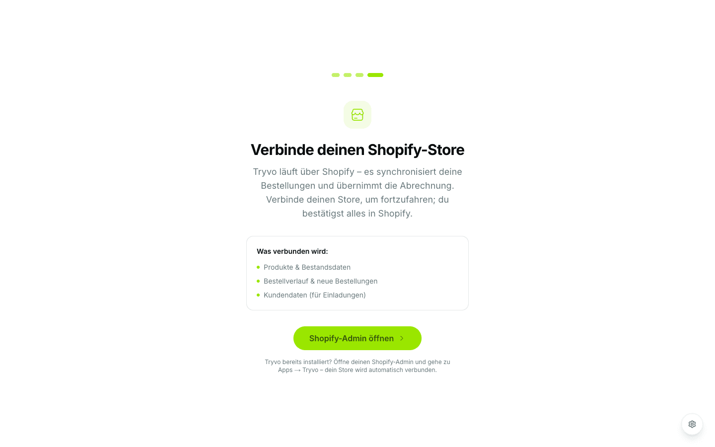 Onboarding Schritt 4: Shopify verbinden
