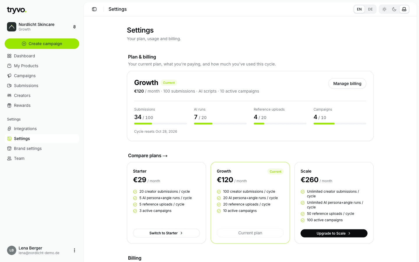Plan & billing